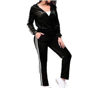 2 Piece Velvet Striped Pants Set